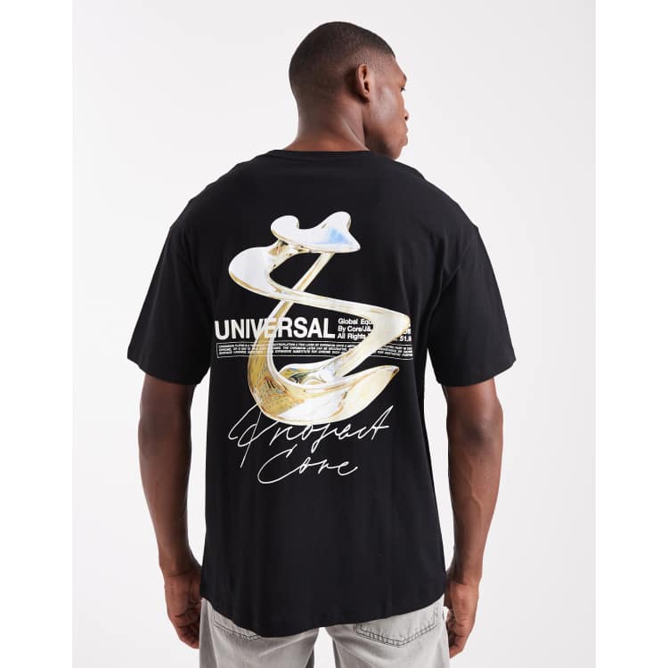 Jack & Jones oversized t-shirt with back print in black | ASOS