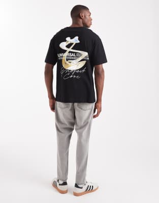 Jack & Jones Oversized T-shirt With Back Print In Black