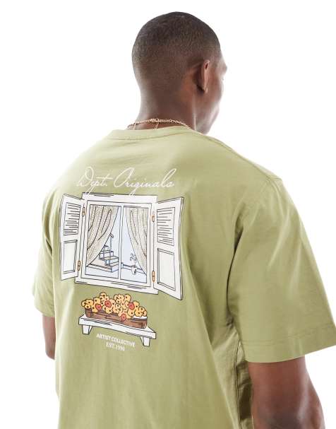 Jack & Jones oversized t-shirt with backprint window in green - view 1