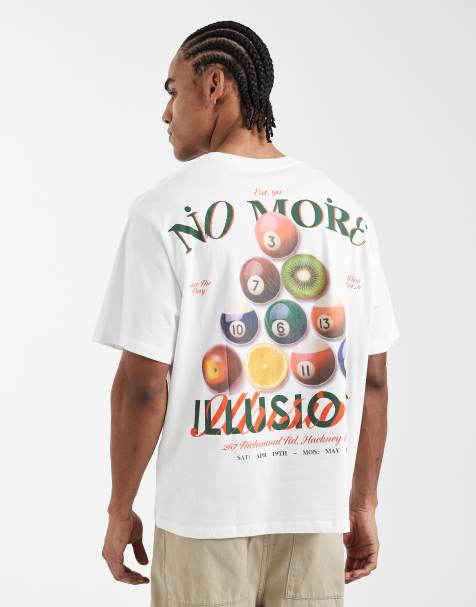 Jack & Jones oversized t-shirt with billiards back print in white - view 1