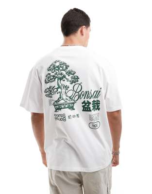 Jack & Jones Oversized T-shirt With Bonsai Backprint In White