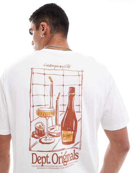 Jack & Jones oversized T-shirt with bottle back print in white - view 1