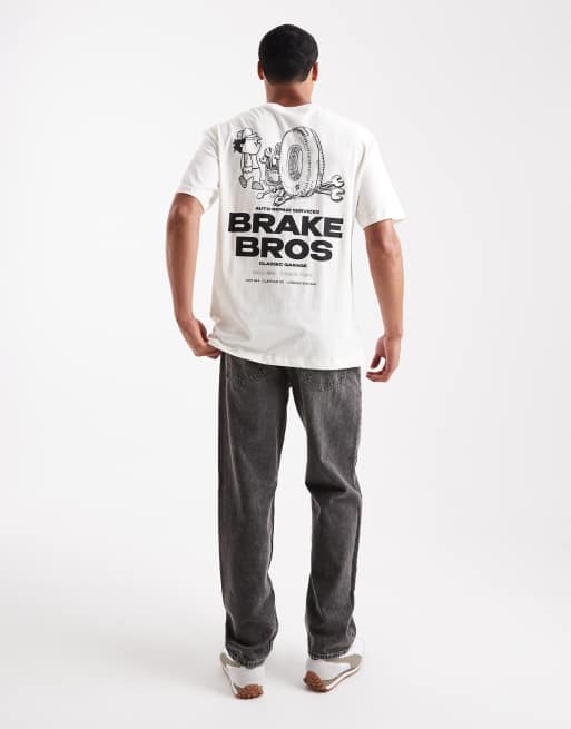 Jack & Jones oversized t-shirt with brakebros print in off white, 2 of 5