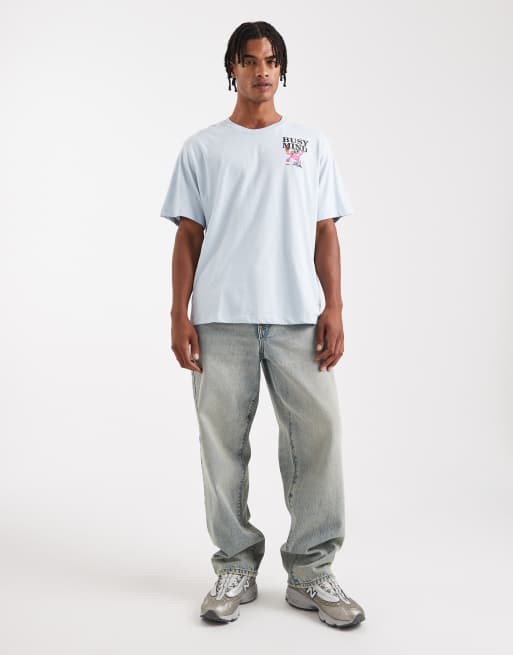 Jack & Jones oversized t-shirt with Busy Mind print in blue, 2 of 5