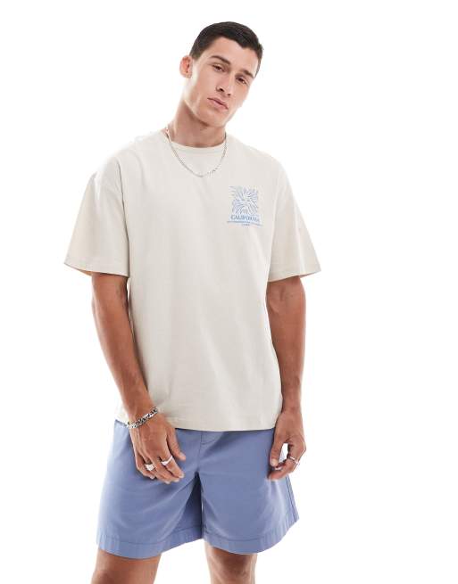 Jack & Jones oversized t-shirt with California backprint in beige , 2 of 4