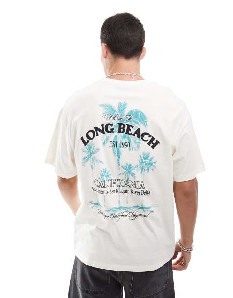 Jack & Jones oversized t-shirt with California backprint in beige - view 1