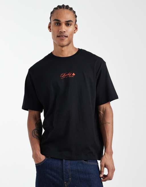 Jack & Jones oversized T-shirt with card back print in black, 3 of 5