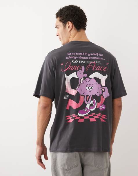 Jack & Jones oversized t-shirt with cartoon print in grey