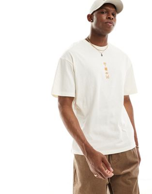 Jack & Jones oversized t-shirt with chest logo in off white