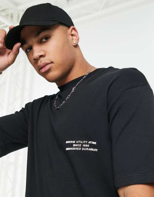 Jack & Jones oversized t-shirt with chest print in black | ASOS