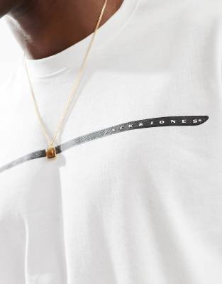 Jack & Jones Oversized T-shirt With Chest Stripe Logo In White