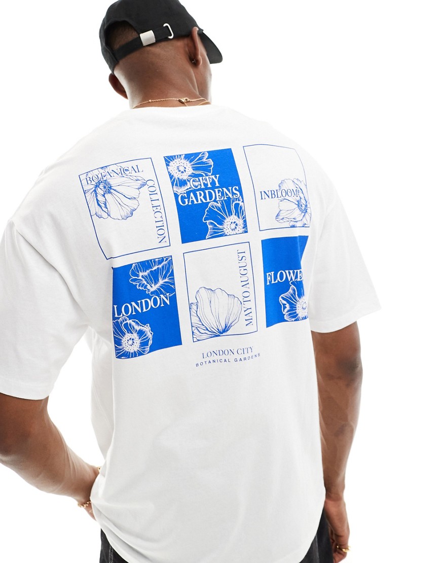 Jack & Jones oversized t-shirt with city garden back print in white