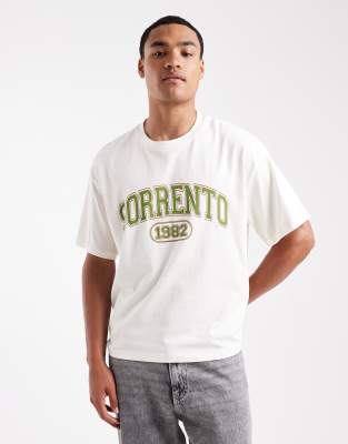 Jack & Jones Oversized T-shirt With Collegiate Print In White