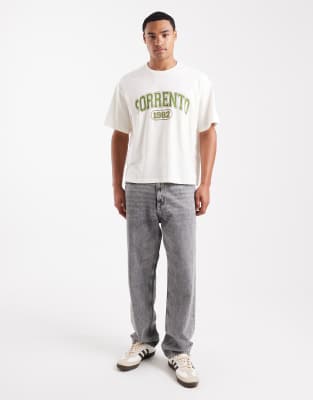 Jack & Jones Oversized T-shirt With Collegiate Print In White