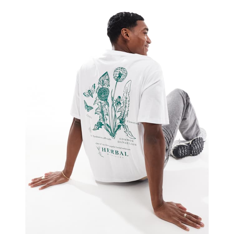 Jack & Jones oversized t-shirt with dandelion back print in