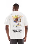 [Jack & Jones] Jack & Jones oversized t-shirt with farm market print in cream-White L Egret
