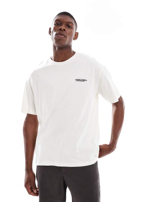 Jack & Jones oversized t-shirt with farm market print in cream, 2 of 4
