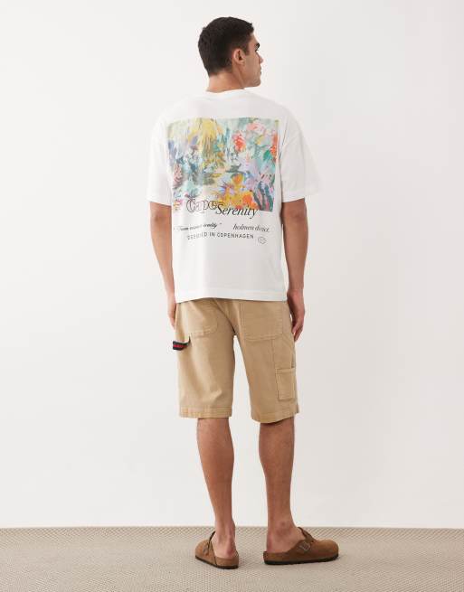 Jack & Jones oversized t-shirt with floral backprint in white, 4 of 5