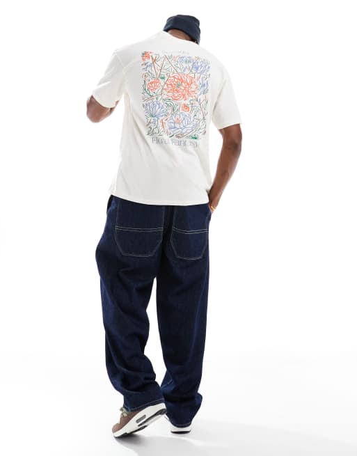 Jack Jones oversized t-shirt with floral fantasy print in off