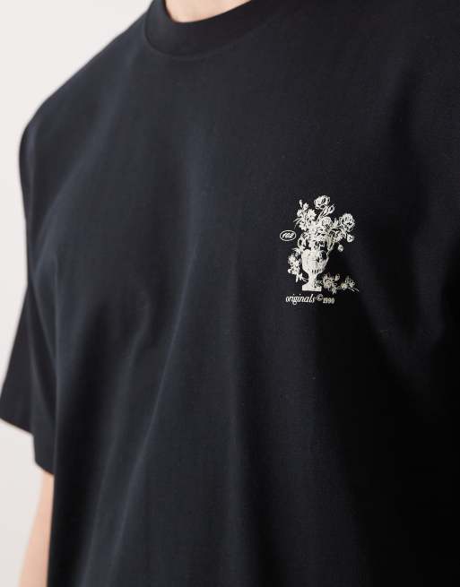 Jack & Jones oversized t-shirt with flower back and front prints in black, 4 of 5