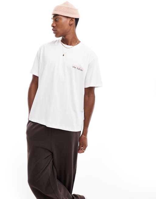 Jack Jones oversized T-shirt with flower back print in white ASOS