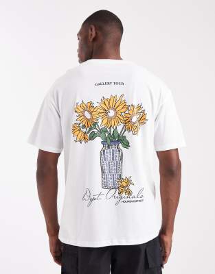 Jack & Jones Oversized T-shirt With Flower Print In White