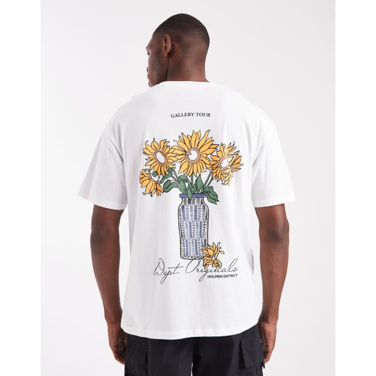 Jack & Jones oversized t-shirt with flower print in white | ASOS