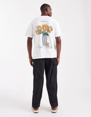 Jack & Jones Oversized T-shirt With Flower Print In White