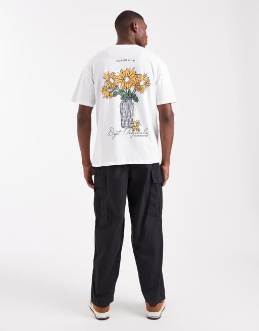 Jack & Jones oversized T-shirt with flower print in white