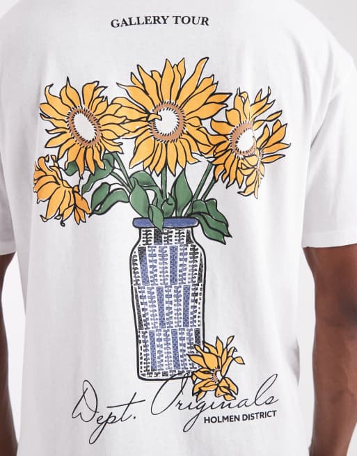 Jack & Jones oversized T-shirt with flower print in white