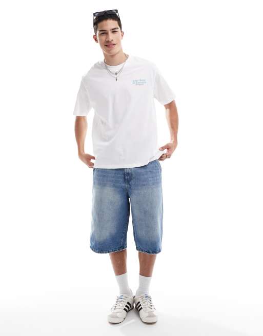 Jack & Jones oversized t-shirt with french print in white
