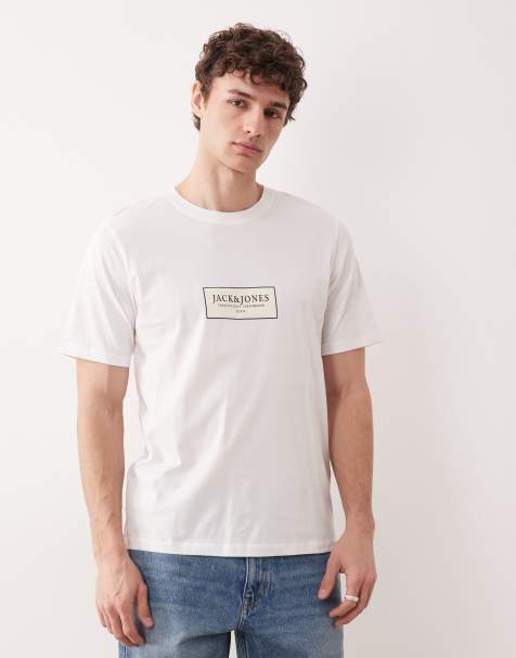 Jack & Jones oversized t-shirt with front logo in white