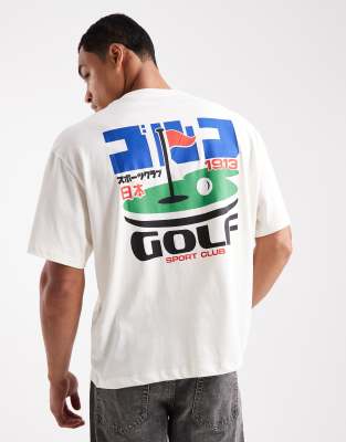 Jack & Jones Oversized T-shirt With Golf Print In White