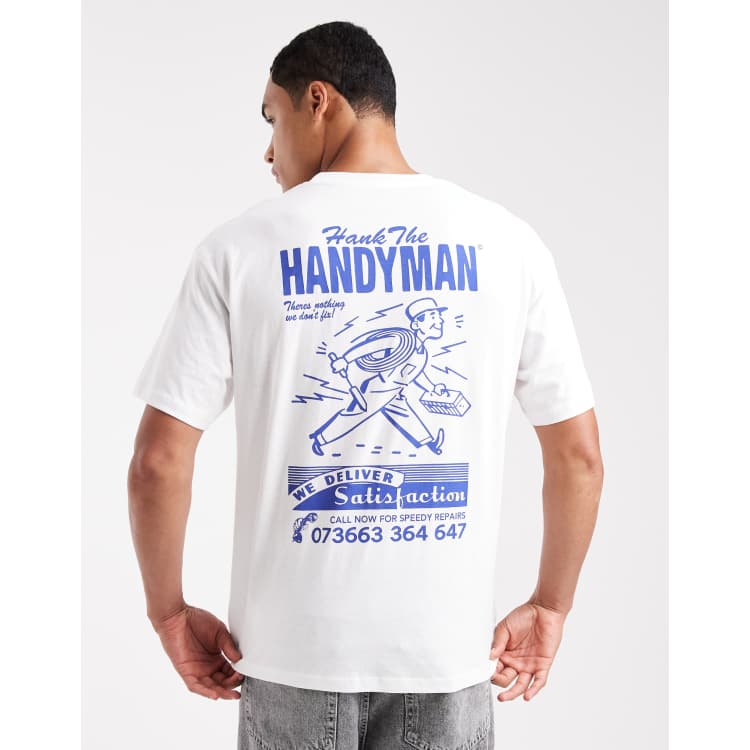 Jack & Jones oversized t-shirt with handyman print in white | ASOS
