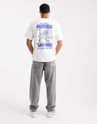 Jack & Jones Oversized T-shirt With Handyman Print In White