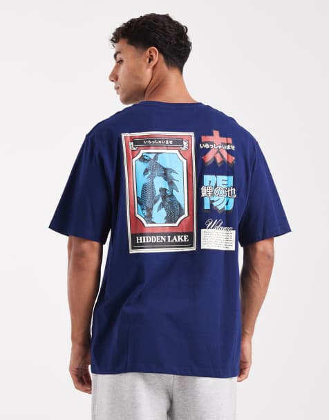 Jack & Jones oversized T-shirt with Japanese back print in navy - view 1