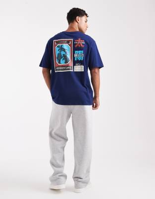 Jack & Jones Oversized T-shirt With Japanese Back Print In Blue