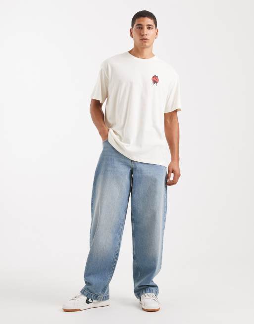 Jack & Jones oversized t-shirt with japanese carp backprint in white, 2 of 5