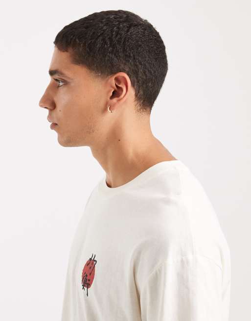 Jack & Jones oversized t-shirt with japanese carp backprint in white, 4 of 5