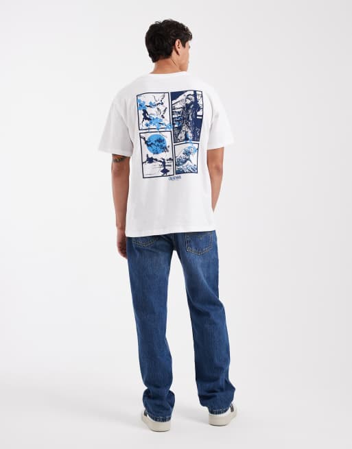 Jack & Jones oversized T-shirt with japanese garden backprint in