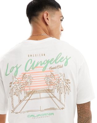 Jack & Jones oversized t-shirt with los angeles back print in white