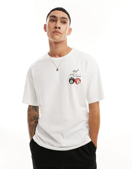 Jack & Jones oversized T-shirt with lucky number back print in white