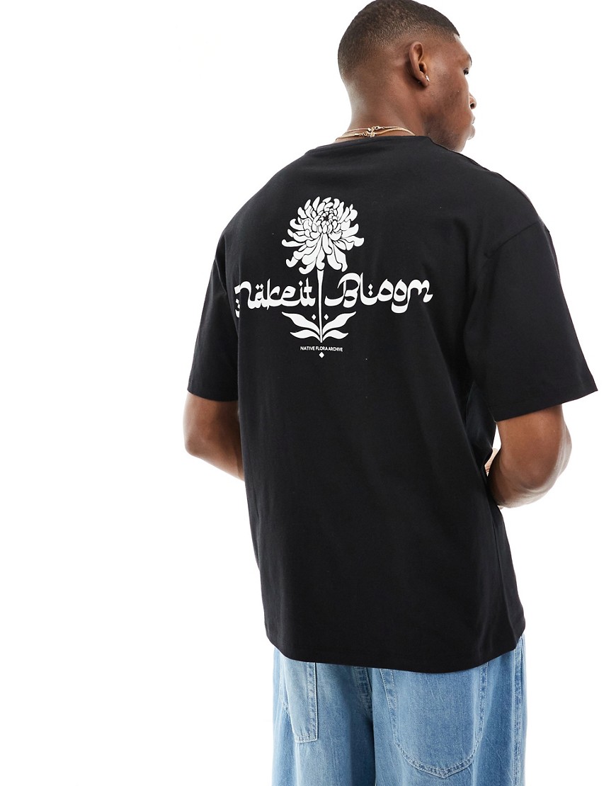 Jack & Jones oversized t-shirt with make it bloom back print in black