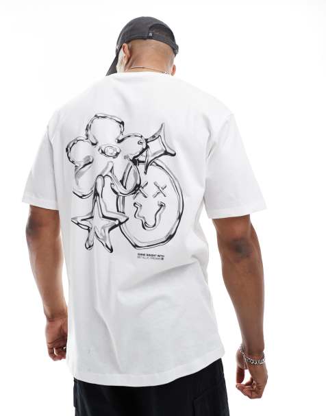 Jack & Jones oversized t-shirt with metallic back print in white - view 1
