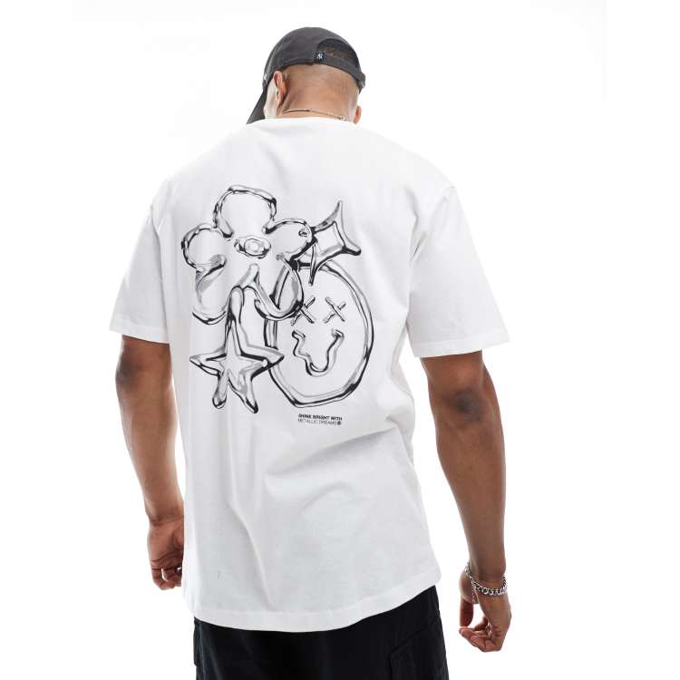 Jack & Jones oversized t-shirt with metallic back print in