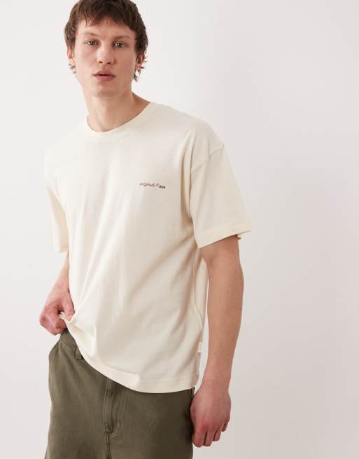 Jack & Jones oversized T-shirt with mosaic back print in cream, 2 of 5