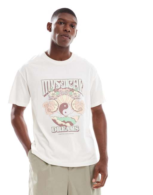 Jack & Jones oversized t-shirt with mystical dreams print in cream