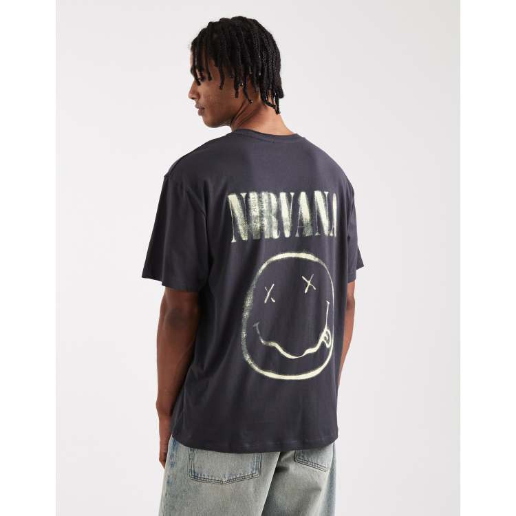Jack & Jones oversized T-shirt with Nirvana print in gray | ASOS