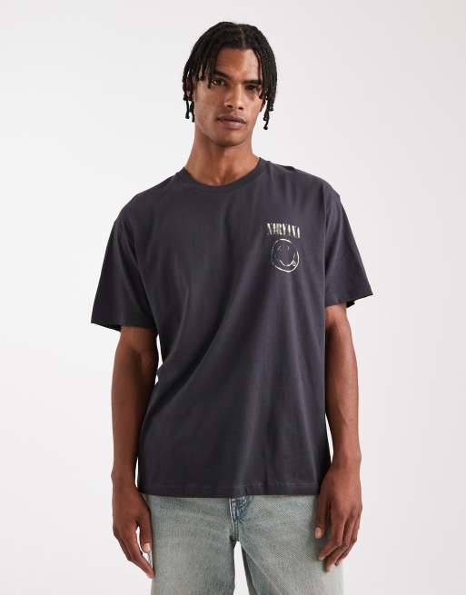 Jack & Jones oversized T-shirt with Nirvana print in gray | ASOS
