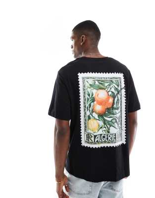 Jack & Jones oversized t-shirt with oranges back print in black